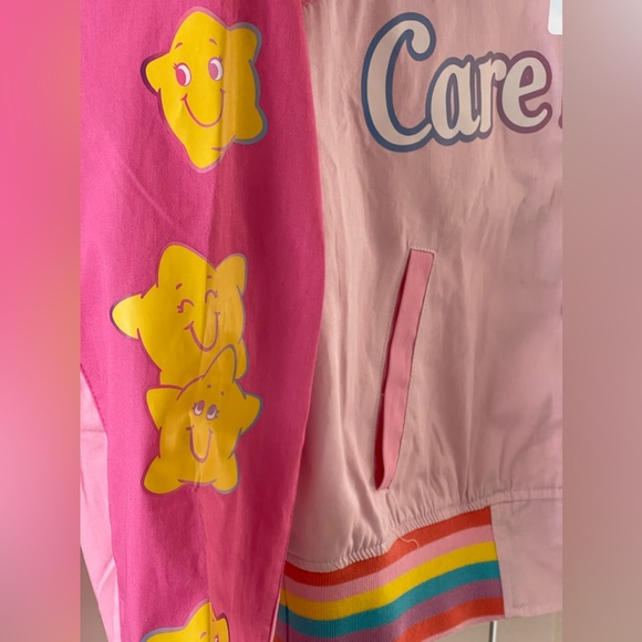 CARE BEARS Rainbow Varsity Bomber Racing Jacket Girls Juniors Size Medium NEW - Picture 5 of 8